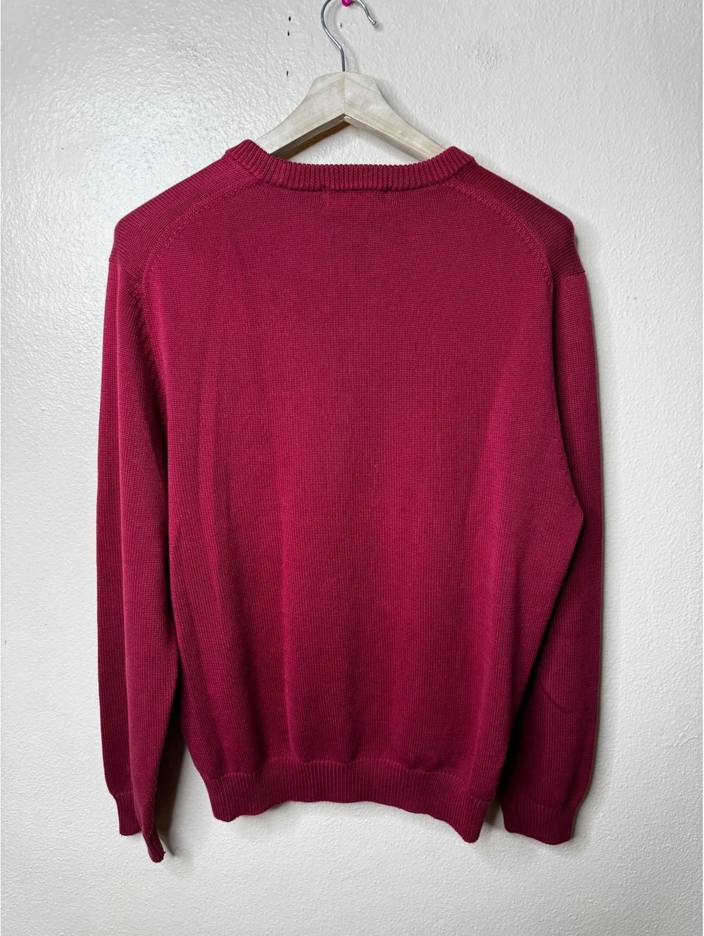 Brooks Brothers Crewneck Sweater Mens Medium Burgundy Knitted Pullover Preppy